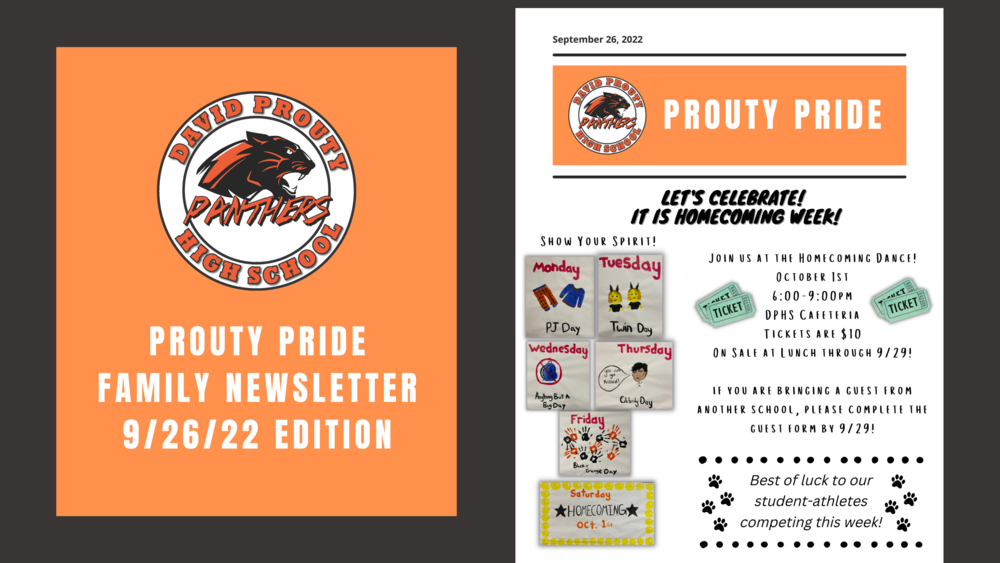 Prouty Pride Family Newsletter 9/26/22