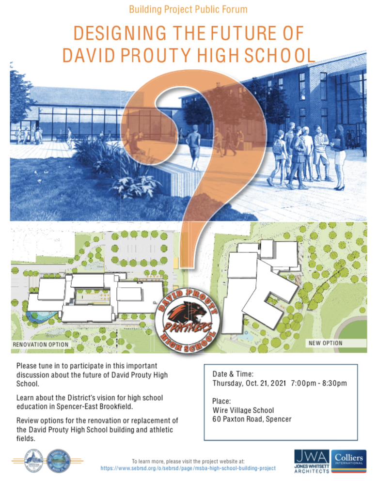 David Prouty High School Building Committee Hosting "In-Person" Public Forum