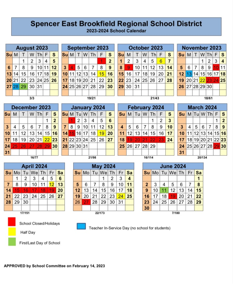 2023-2024 SEBRSD School Calendar 